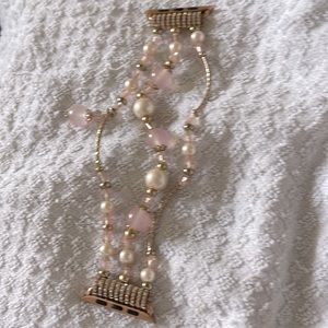 Pretty pink & pearl gold tone bauble bracelet for Apple Watch